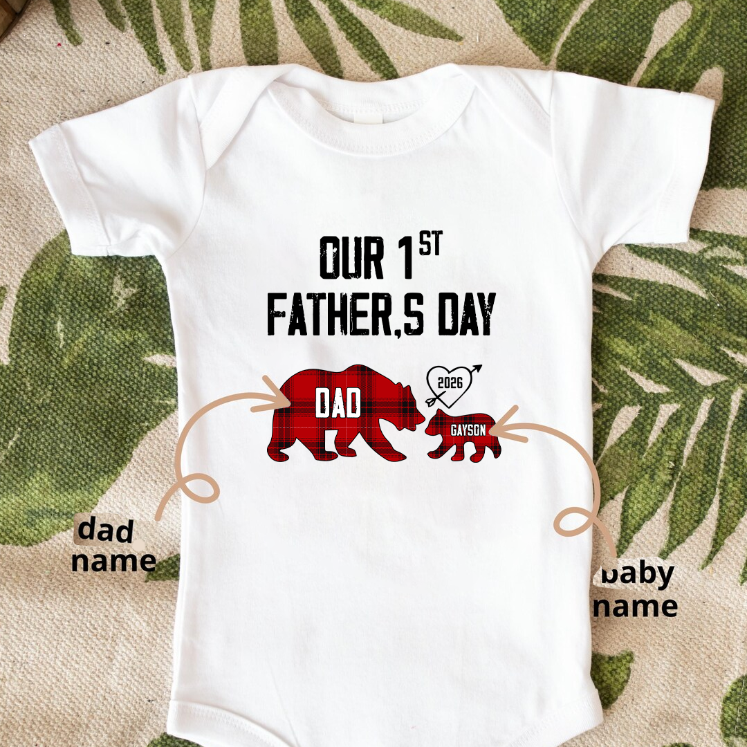 Daddy Bear, Personalized Our First Mothers Day Mommy and Baby Matching Outfits Shirts