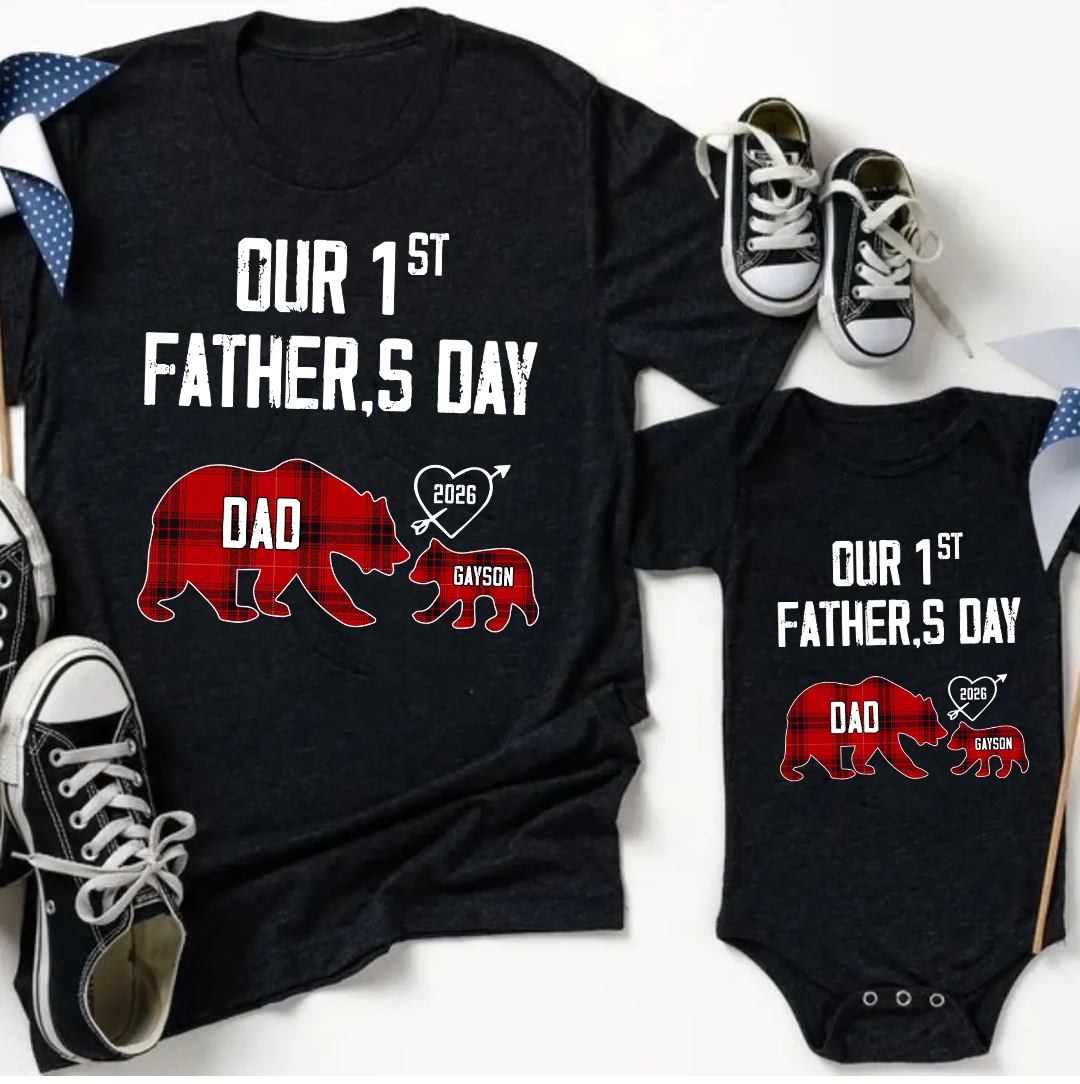Daddy Bear, Personalized Our First Mothers Day Mommy and Baby Matching Outfits Shirts