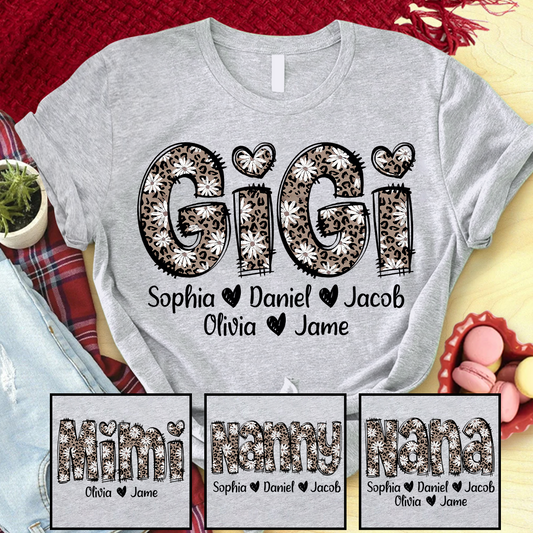 Daisy Leopard Gigi Custom Gigi and Kids Mothers Day Gift Shirt