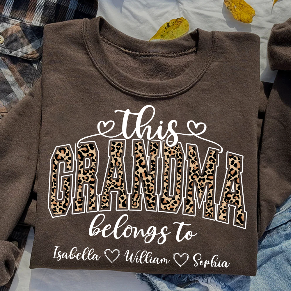 This Grandma Leopard Belongs To And Grandkids Sweatshirt