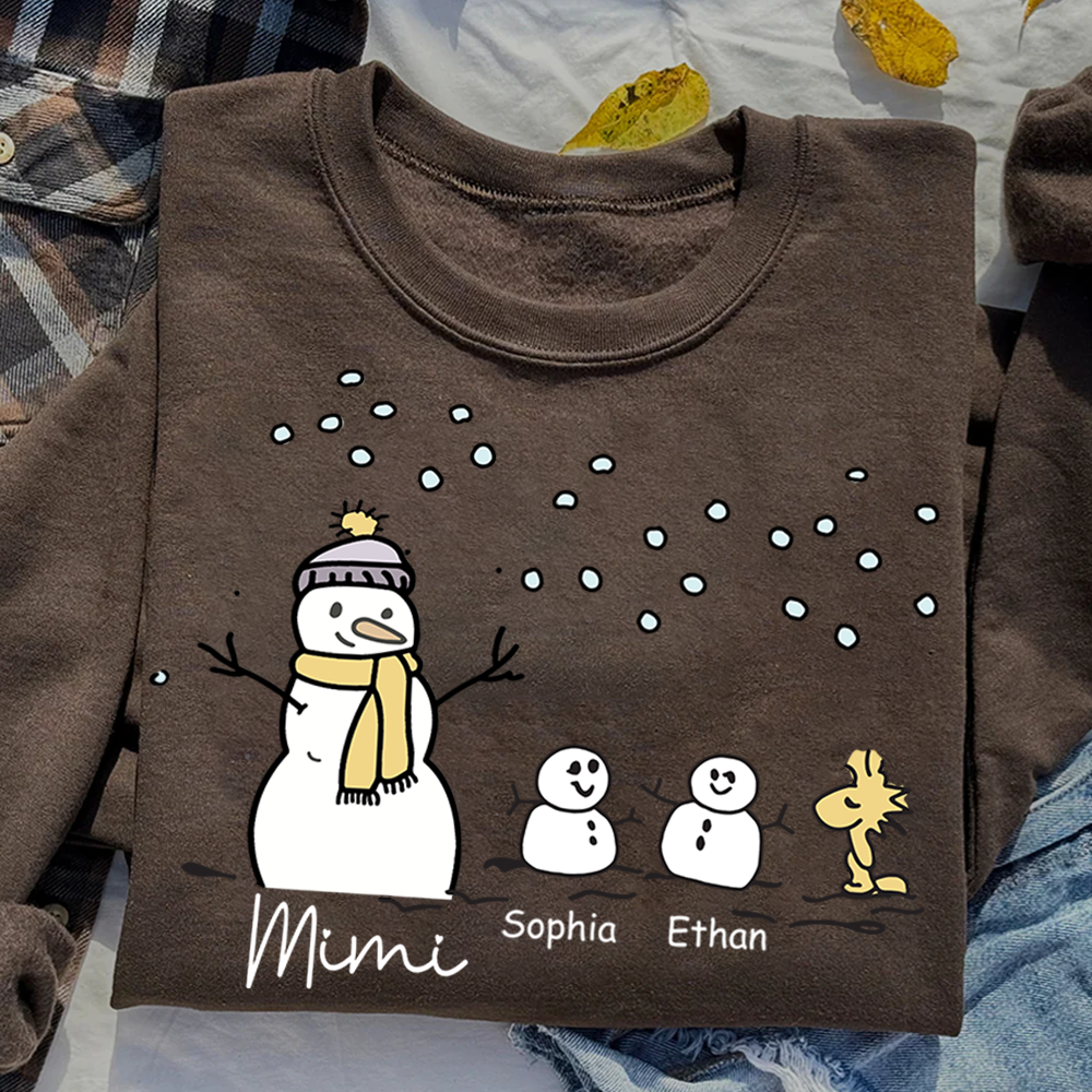 Personalized Mimi Snowman Sweatshirt with Grandkids – Christmas Gifts Sweatshirt