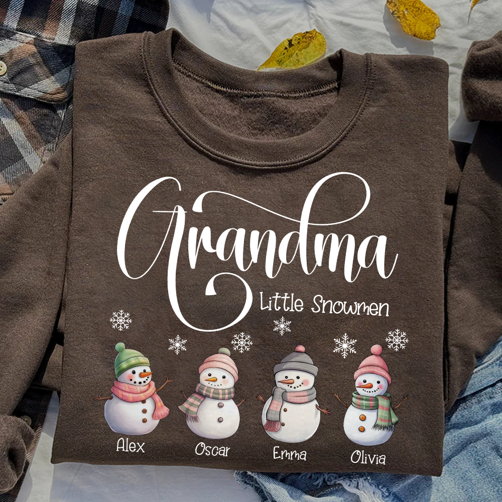 Grandma Little Snowmen And Grandkids Merry Christmas Sweatshirt