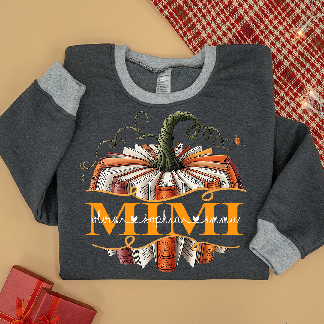 Mimi book Pumpkin And Grandkids Fall Sweatshirt Mix
