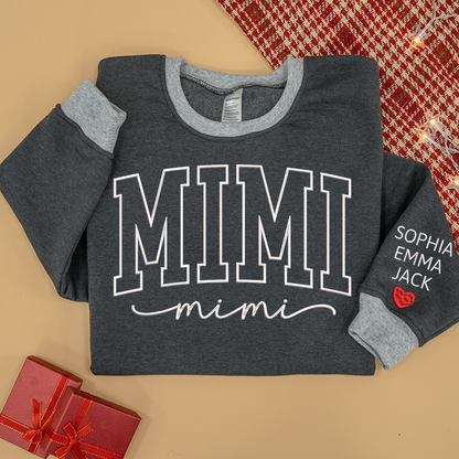 Colorful Crewneck, Custom Mimi Heart Embroidery And Grandkids Sweatshirt Mix