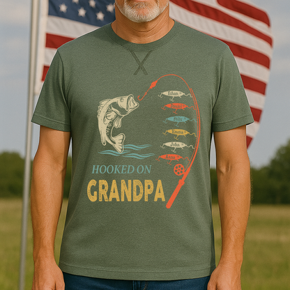 Personalized Hooked On Grandpa And Grandkids vintage