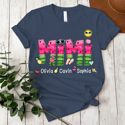 Custom Mimi Watermelon Summer Shirt, Personalized Nickname And Grandkids T-Shirt