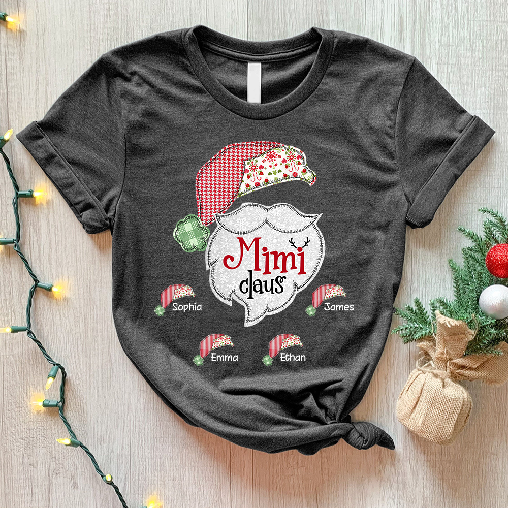 Custom Mimi Claus With Grandkids Christmas T-Shirt