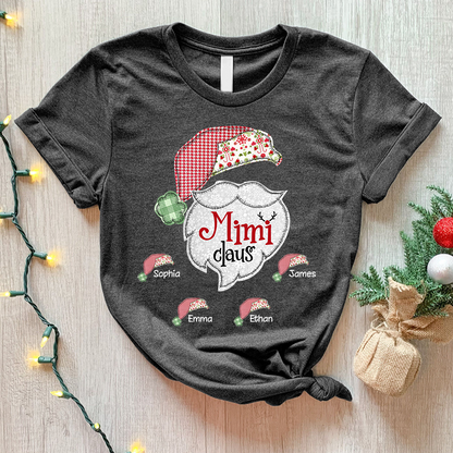 Custom Mimi Claus With Grandkids Christmas T-Shirt
