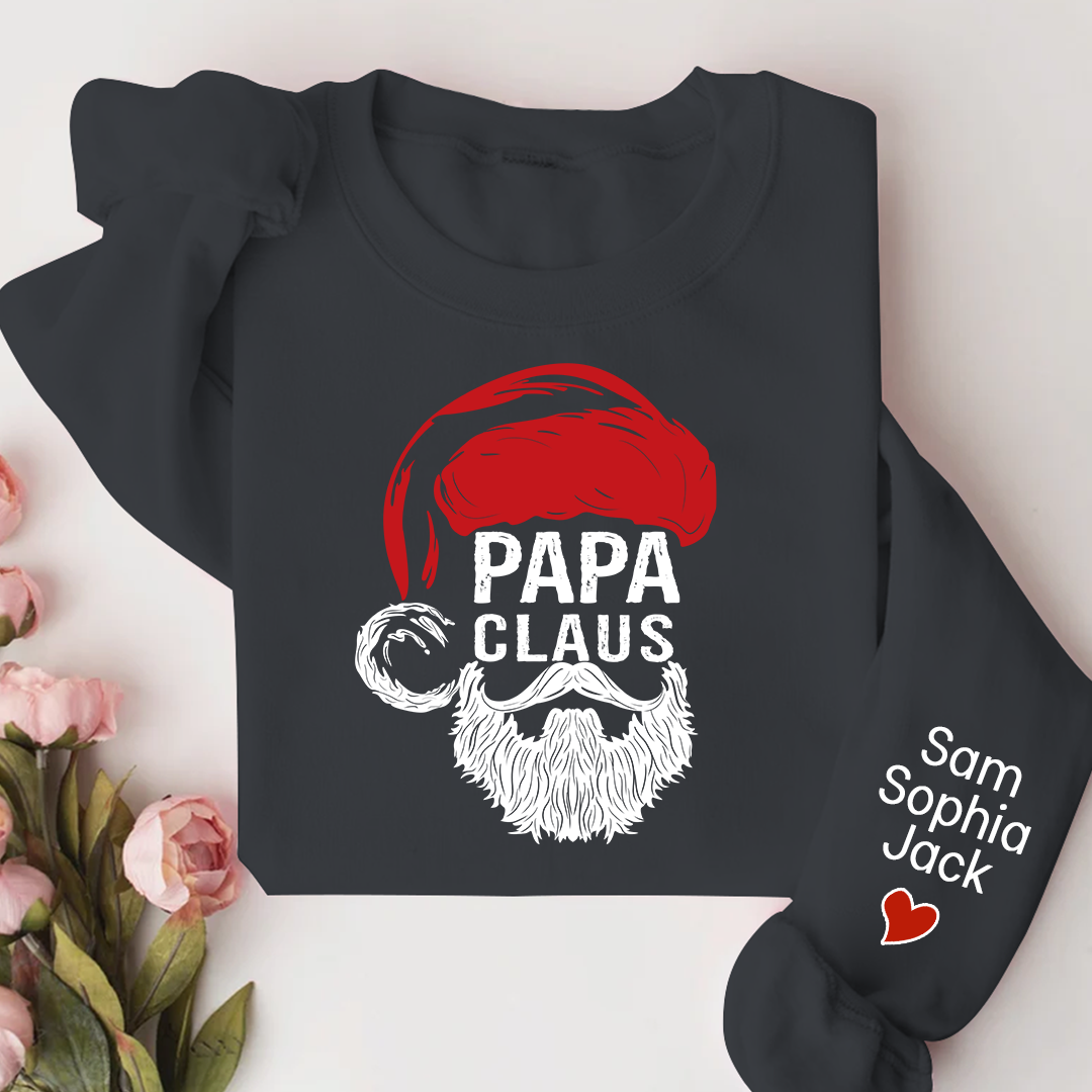 Christmas Papa Claus 2023 Gift Custom Name Kids Sweatshirt