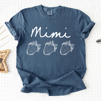 Comfort Colors® Personalized Mimi Strawberry Shirt, Custom Grandma Name Shirt with Kids Names, Cute Strawberry Family T-Shirt