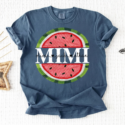 Comfort Colors® Mimi Patchwork Watermelon, Custom Mimi Gift for Grandma, Family Love