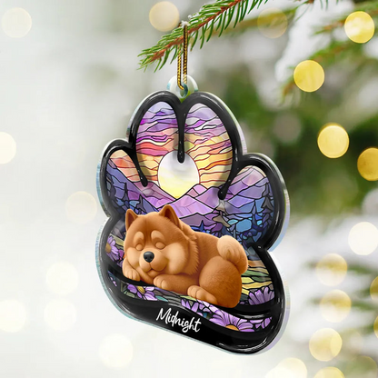 Custom Dog Pawprint Acrylic Ornament – Personalized Pet Memorial Keepsake for Christmas Ornament