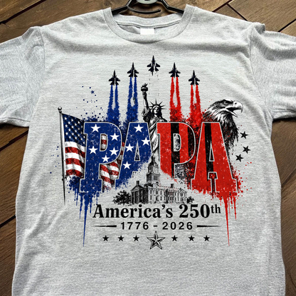 Patriotic Grandpa USA 250th Anniversary - Personalized Shirt - Father's Day Gift For Dad, Grandpa, Husband