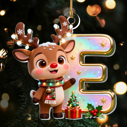 Personalized Reindeer Alphabet Ornament – Custom Name Cute Christmas Gift for Children and Loved Ones Ornament