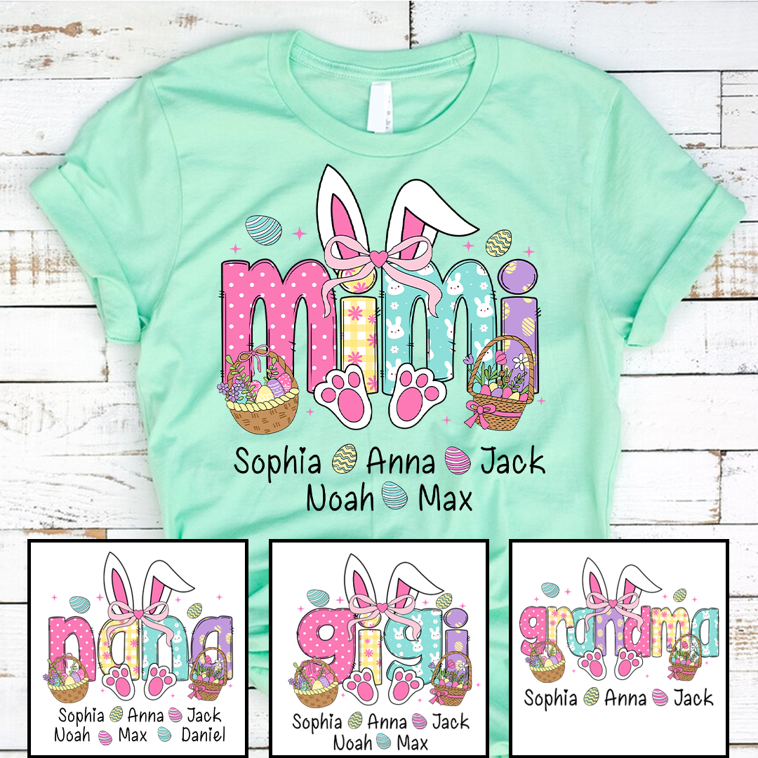 Easter Bunny Coquette Bow Gift For Family, Custom Grandma And Kids Classic Canvas