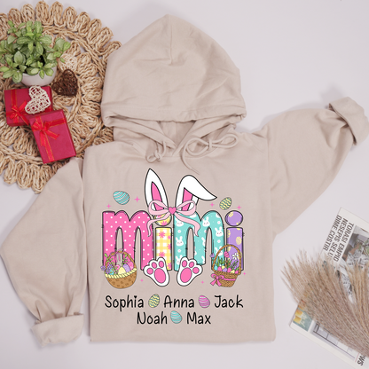 Easter Bunny Coquette Bow Gift For Family, Custom Grandma And Kids Hoodie