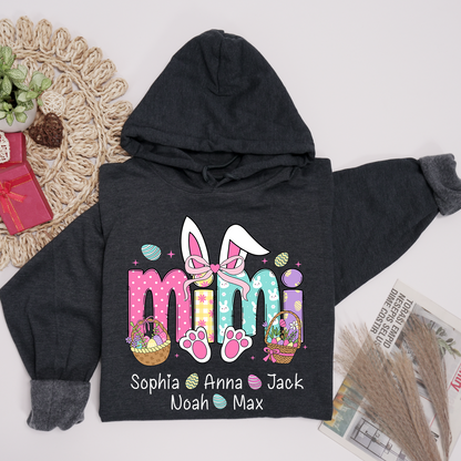 Easter Bunny Coquette Bow Gift For Family, Custom Grandma And Kids Hoodie