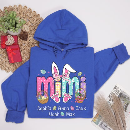 Easter Bunny Coquette Bow Gift For Family, Custom Grandma And Kids Hoodie