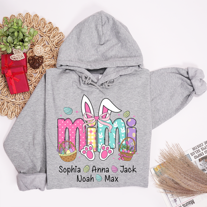 Easter Bunny Coquette Bow Gift For Family, Custom Grandma And Kids Hoodie