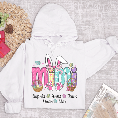 Easter Bunny Coquette Bow Gift For Family, Custom Grandma And Kids Hoodie