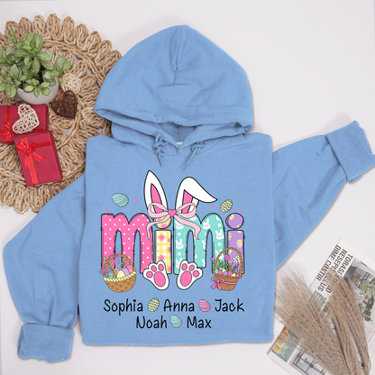 Easter Bunny Coquette Bow Gift For Family, Custom Grandma And Kids Hoodie