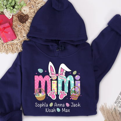 Easter Bunny Coquette Bow Gift For Family, Custom Grandma And Kids Hoodie