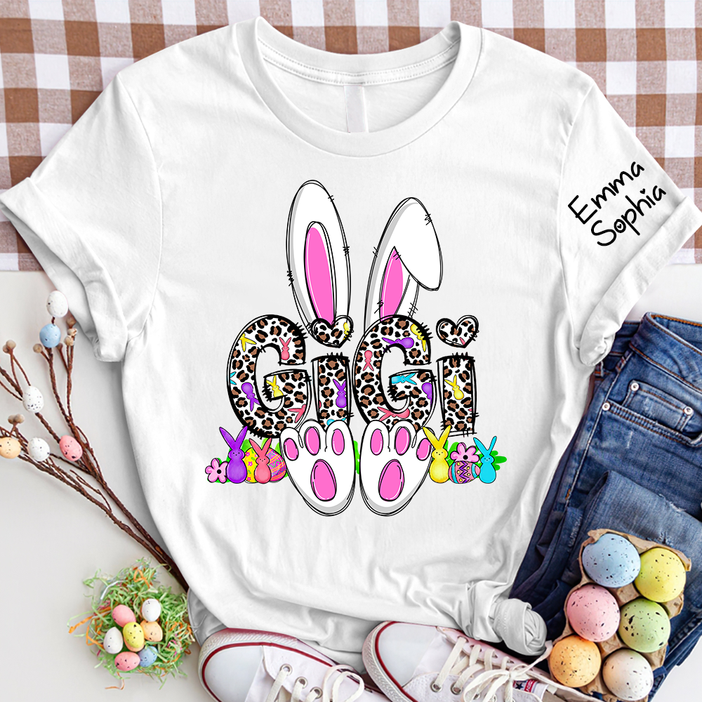 Gigi Leopard Bunny Shirt, Custom Gigi And Kids, Easter Days Gift TH T-Shirt