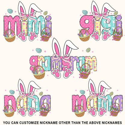 Easter Bunny Coquette Bow Gift For Family, Custom Grandma And Kids Classic Canvas