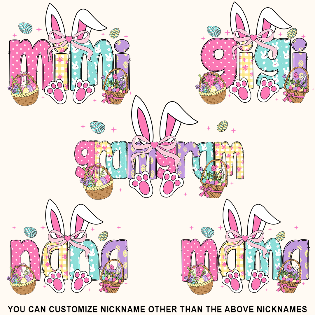 Easter Bunny Coquette Bow Gift For Family, Custom Grandma And Kids