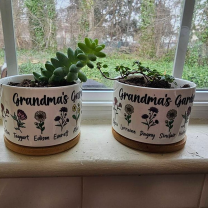 Personalized Grandma's Garden Plant Pot, Custom Grandma And Grandkids TH Plant Pot