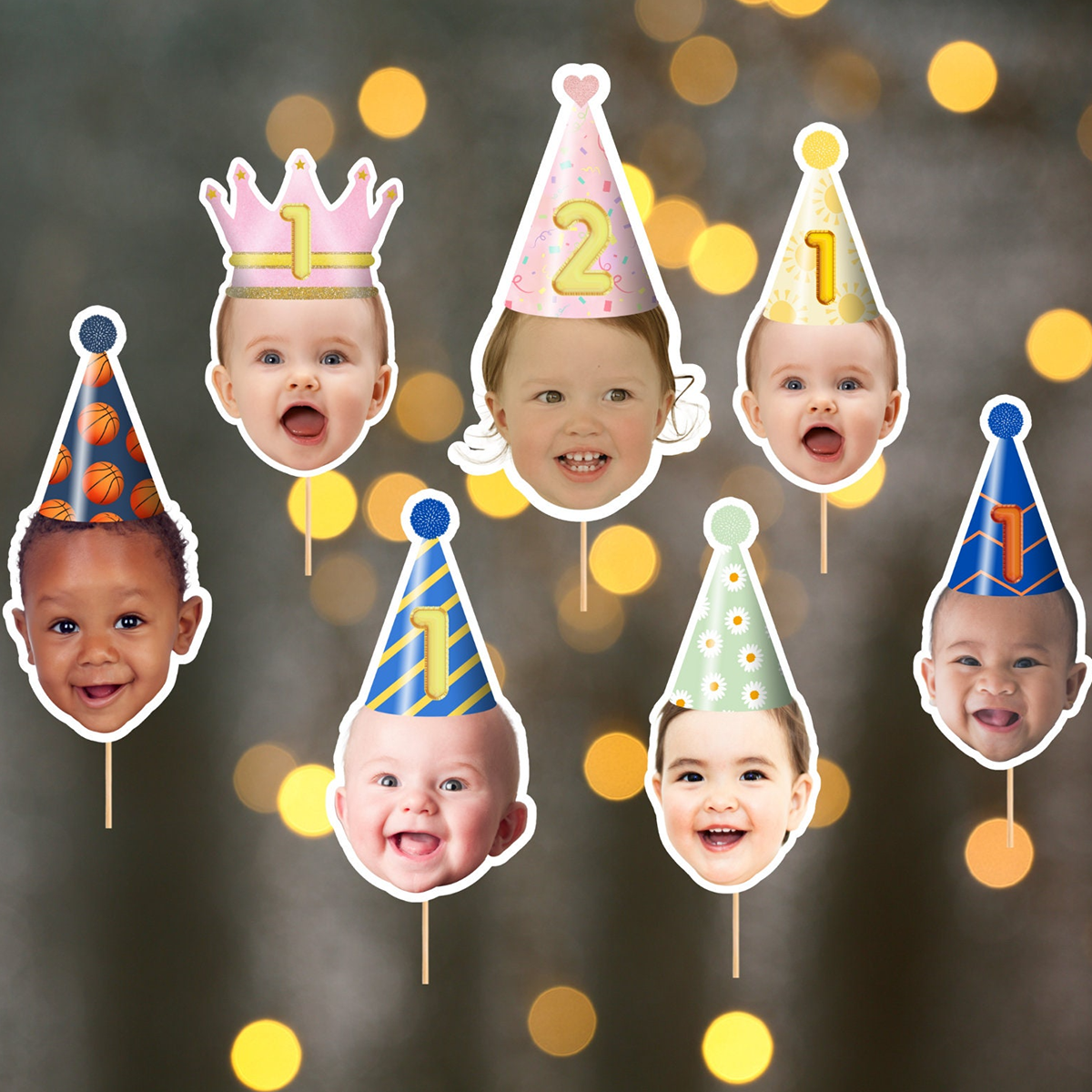 Face Cupcake Topper, Custom Baby Face Cupcake Topper, First Birthday Cupcake Topper, Printable