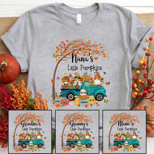 Fall Gnomes Truck Grandma's Little Pumpkins And Kids CTH01 T-Shirt