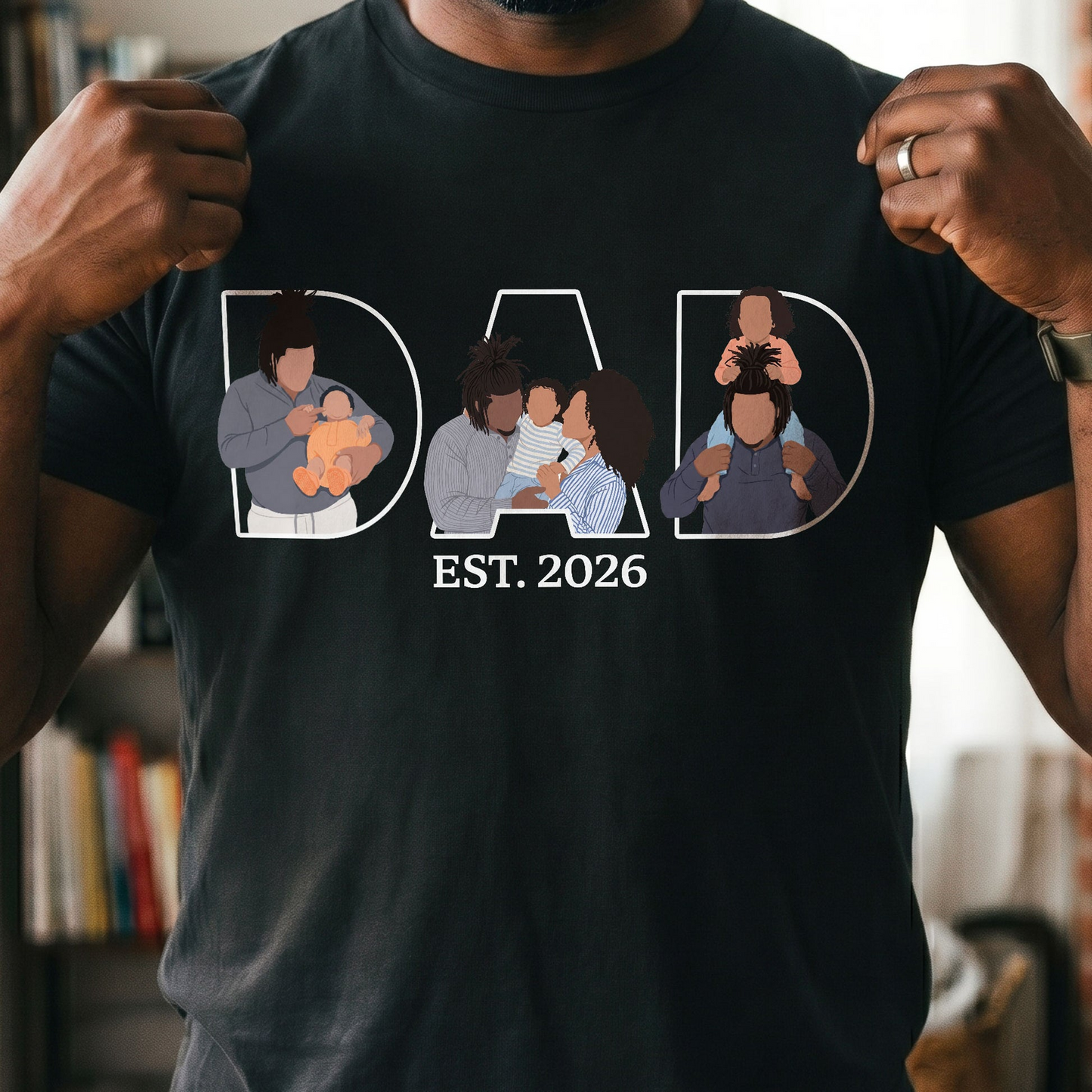 Father's Day Gift Custom Dad Portrait For Father, New Dad - Faceless Art - Personalized Shirt