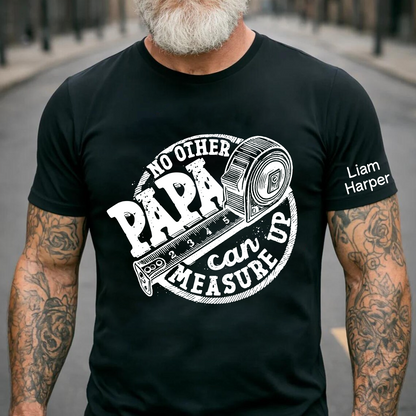 Fathers Day Trendy Measuring Tape Dad Birthday gift Father Custom Papa And Grandkids T-Shirt