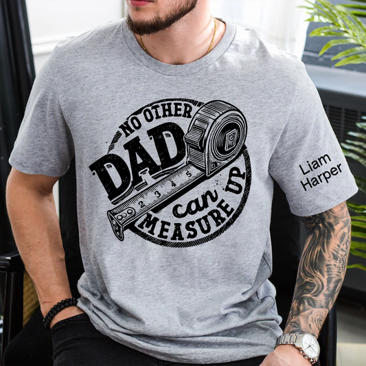 Fathers Day Trendy Measuring Tape Dad Birthday gift Father Custom Papa And Grandkids T-Shirt