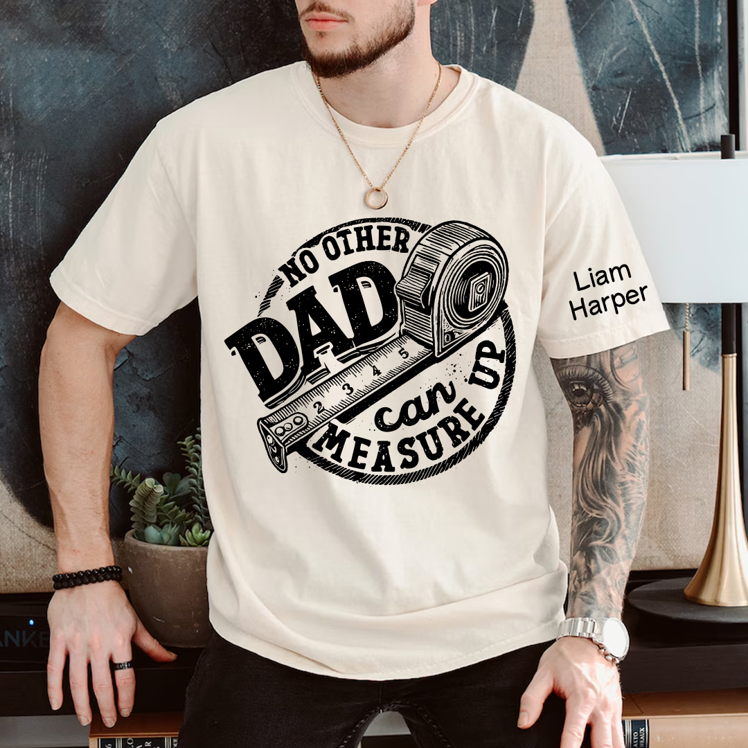 Fathers Day Trendy Measuring Tape Dad Birthday gift Father Custom Papa And Grandkids T-Shirt