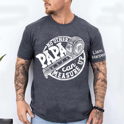 Fathers Day Trendy Measuring Tape Dad Birthday gift Father Custom Papa And Grandkids T-Shirt
