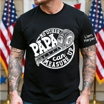 Fathers Day Trendy Measuring Tape Dad Birthday gift Father Custom Papa And Grandkids T-Shirt