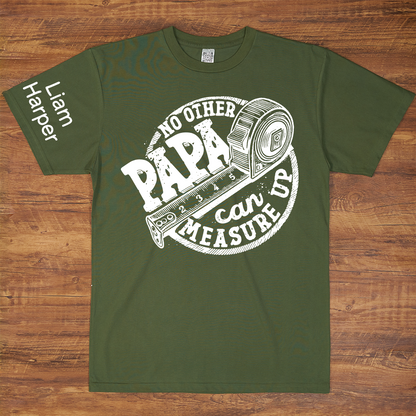 Fathers Day Trendy Measuring Tape Dad Birthday gift Father Custom Papa And Grandkids T-Shirt
