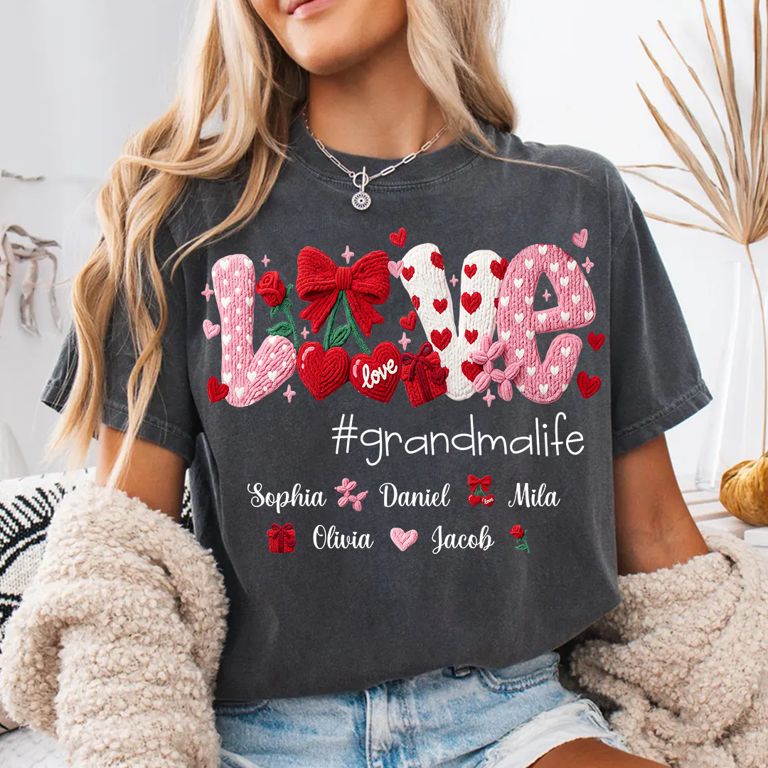 Faux Yarn Crochet Love Grandma Life and Grandkids Valentine Gift