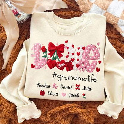 Faux Yarn Crochet Love Grandma Life and Grandkids Valentine Gift