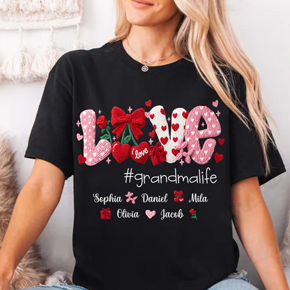 Faux Yarn Crochet Love Grandma Life and Grandkids Valentine Gift