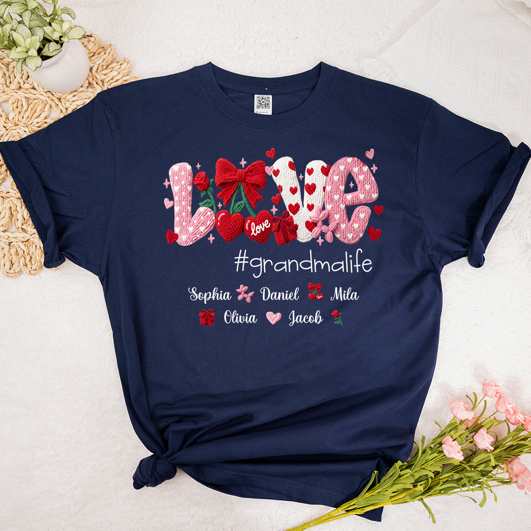 Faux Yarn Crochet Love Grandma Life and Grandkids Valentine Gift