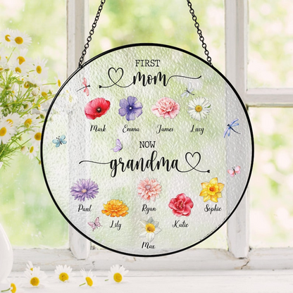 First Mom Now Grandma Stained Glass Suncatcher