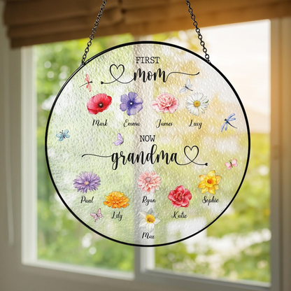 First Mom Now Grandma Stained Glass Suncatcher