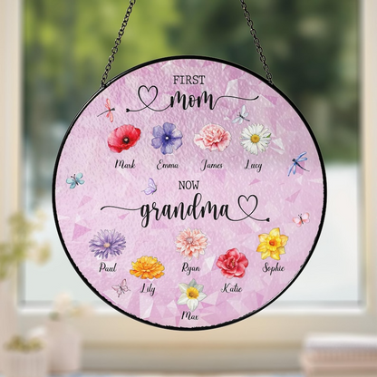 First Mom Now Grandma Stained Glass Suncatcher