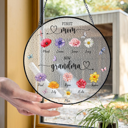 First Mom Now Grandma Stained Glass Suncatcher