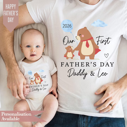 First Father's Day Matching Bear Shirt, Dad son shirt 2026