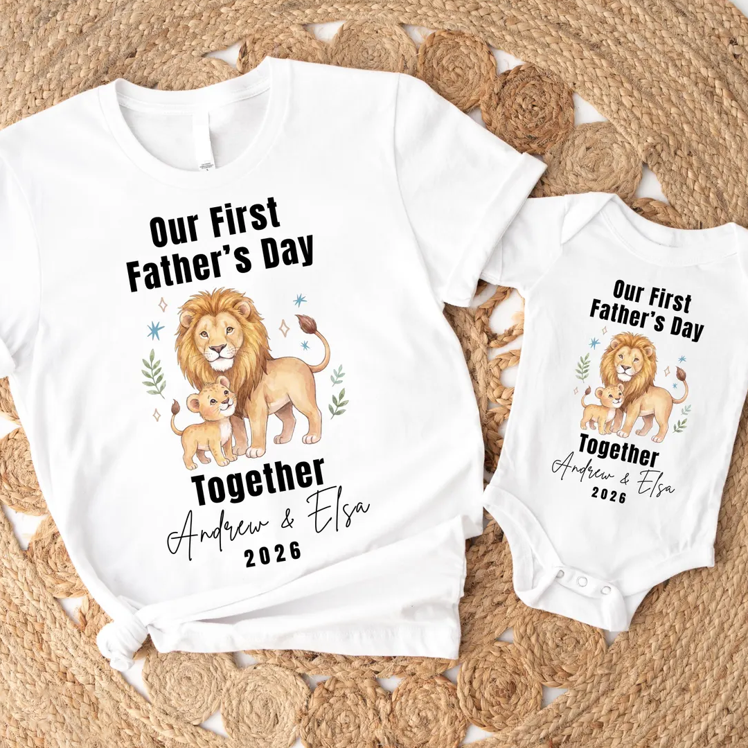 First Fathers Day Shirt Matching Dad Baby Outfit Dada 2026 Lion Safari