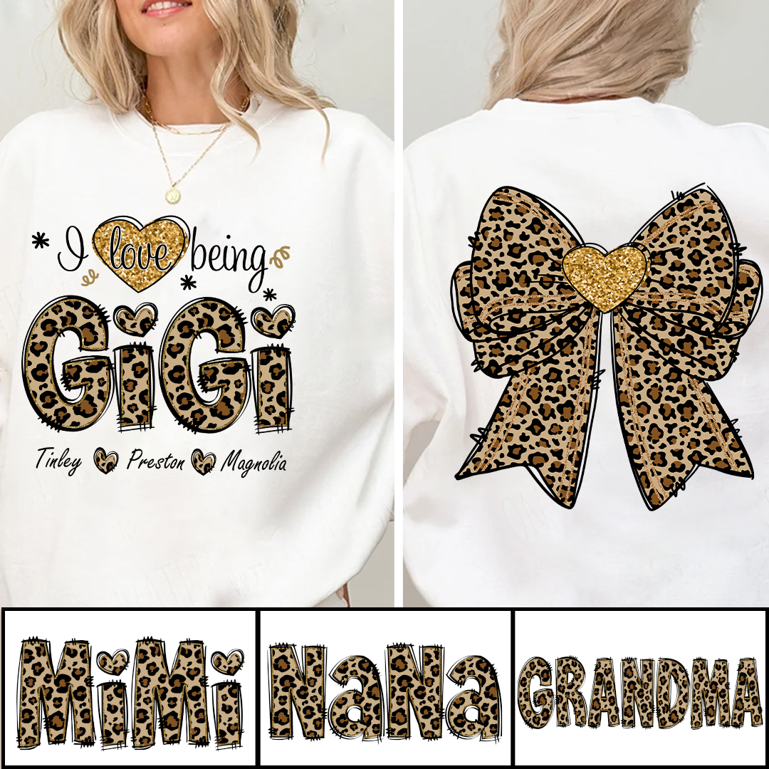 I Love Being Gigi and Grandkids Bow Retro Sweatshirt